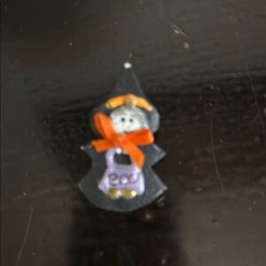 Halloween Ghost Brooch with Orange Bow